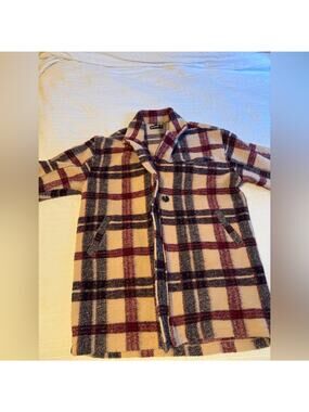 Plaid Wool Blend Coat